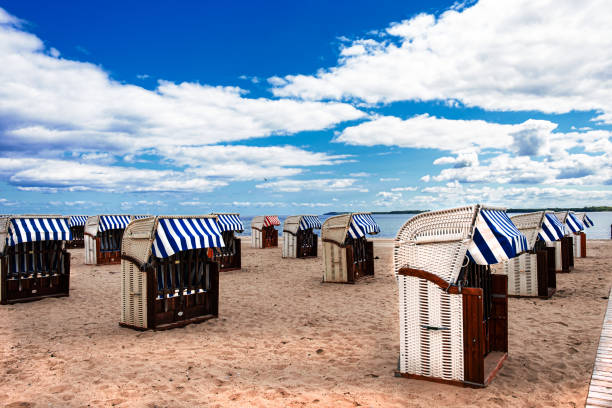 istock Summer on the Baltic Sea. Empty beach cabins 1158426223