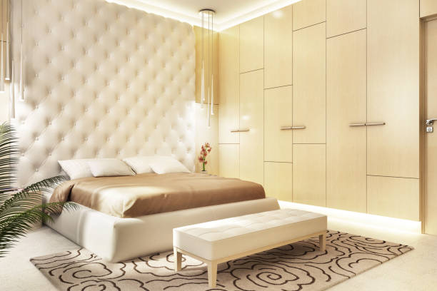 옷장이있는 현대적인 침실 디자인 - closet hotel door contemporary 뉴스 사진 이미지