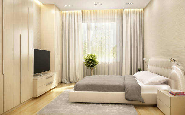istock Modern bedroom in the hotel 1158432551
