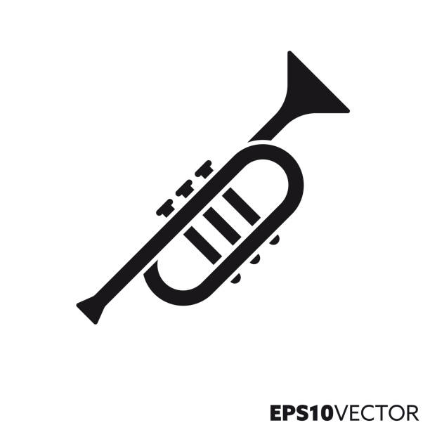 trompetenvektorliniensymbol - trompete stock-grafiken, -clipart, -cartoons und -symbole