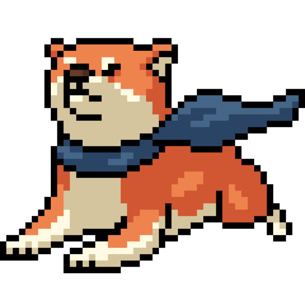 ilustrações de stock, clip art, desenhos animados e ícones de vector pixel art isolated cartoon - heroes dog pets animal