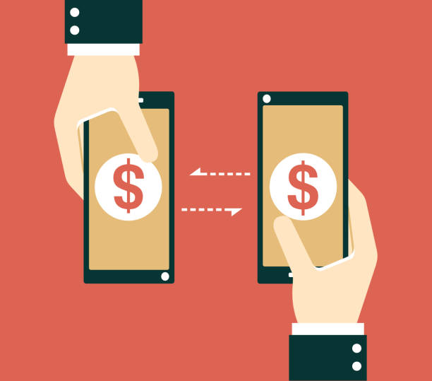 Money transfer Money transfer concept cordless phone stock illustrations