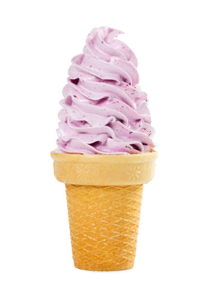 istock Soft fruit ice cream in waffle cup isolated on white 1158441486