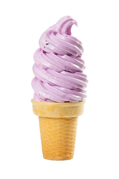 istock Soft fruit ice cream in waffle cup isolated on white 1158441488