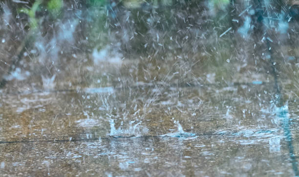 istock Rain splashing on the street, close up 1158442737