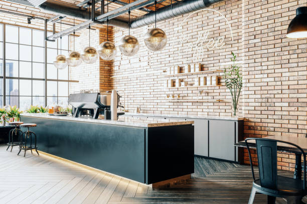 third wave coffee shop interior - small business built structure retail imagens e fotografias de stock