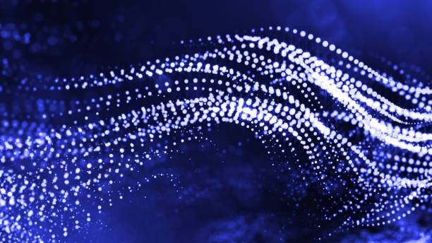 istock Glow particles are in air as science fiction of microcosm or macro world or sci-fi. 3d rendering of abstract blue composition with depth of field and glowing particles in dark with bokeh effects. 12 1158451299