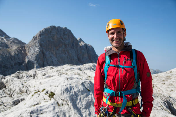 istock Male mountain climber portrait 1158451417
