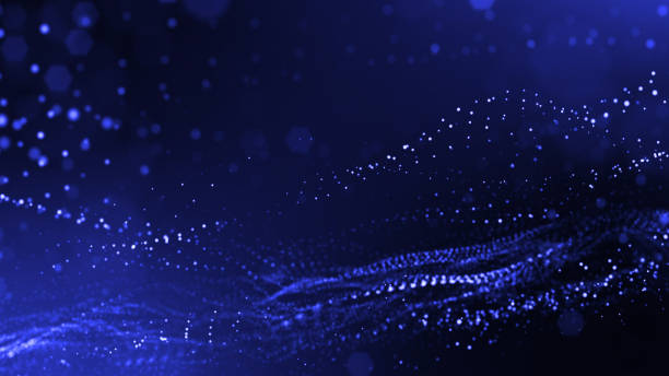 Glow particles are in air as science fiction of microcosm or macro world or sci-fi. 3d rendering of abstract composition with depth of field and glowing particles in dark with bokeh effects. las partículas brillantes están en el aire como ciencia ficción del microcosmos o macromundo o ciencia ficción. representación 3d de composición azul abstracta con profundidad de campo y partículas brillantes en la oscuridad con efectos bokeh. 20