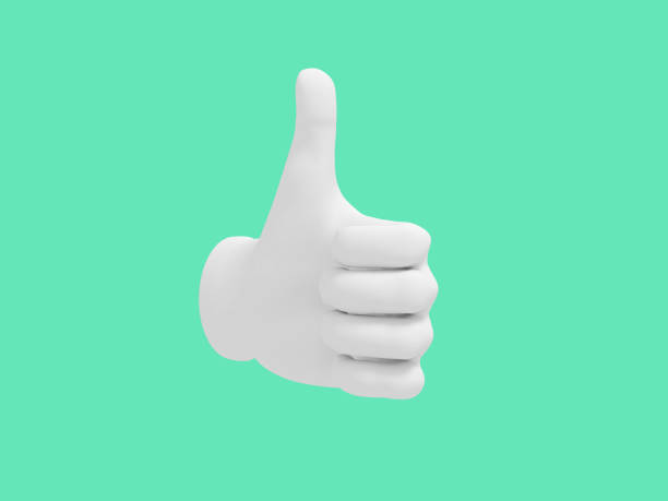 istock Cartoon hand thumb up. Illustration on green color background. 3D-rendering. 1158453070