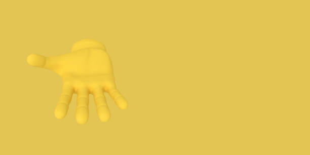 istock Cartoon open palm. Illustration on yellow color background. 3D-rendering. 1158453074