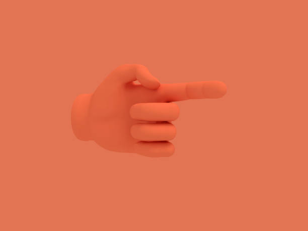 istock Cartoon hand with index finger.. Illustration on red color background. 3D-rendering. 1158454727