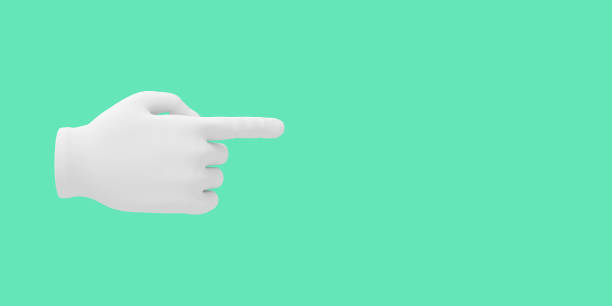 istock Cartoon hand with index finger.. Illustration on green color background. 3D-rendering. 1158455426
