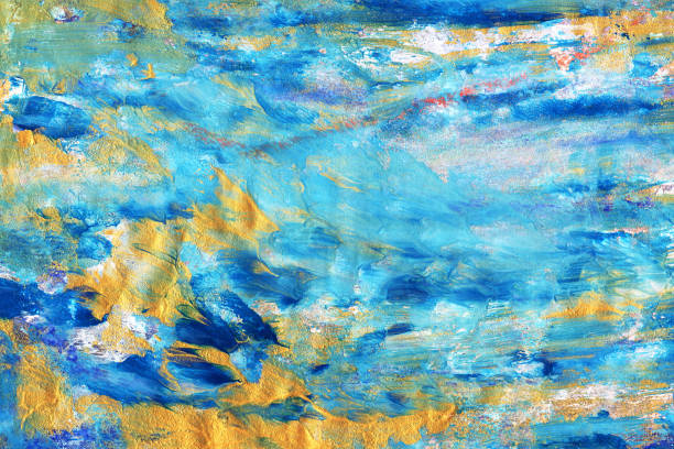 istock abstract textural background with green, gold, yellow and blue paint lines with white divorces 1158456119