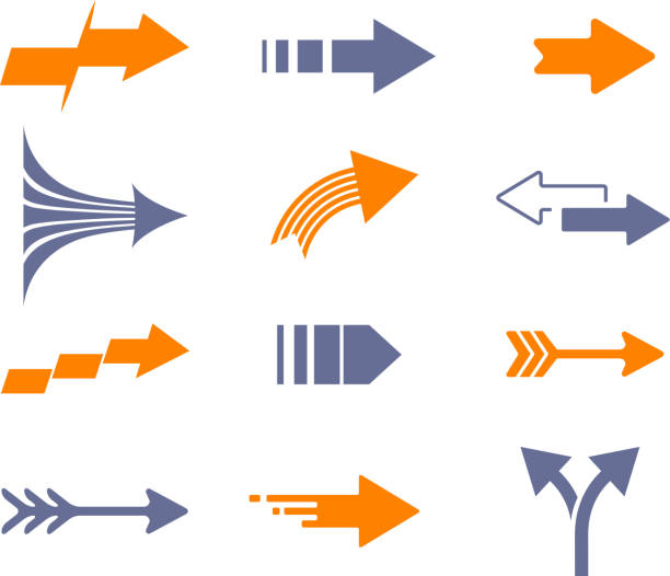 화살표 다양한 - moving up arrow sign interface icons three dimensional shape stock illustrations