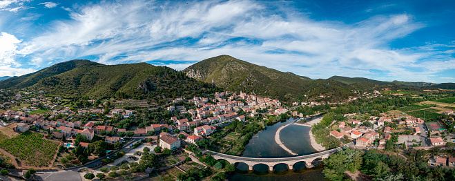 Town of Roquebrun in Herault France
