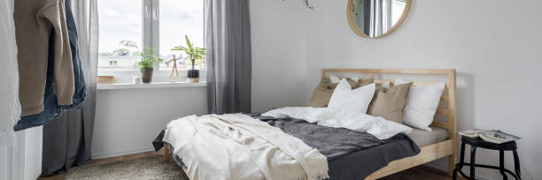 istock Bedroom with wooden bed 1158462846