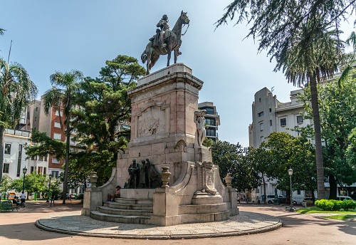 Statue of General Don Bruno de Zabala on the Zabala square (plaza Zabala), Montevideo, Uruguay, January 26th 2019