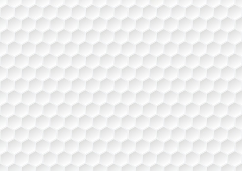 Hexagon seamless pattern. Golf ball texture. White honeycomb background.