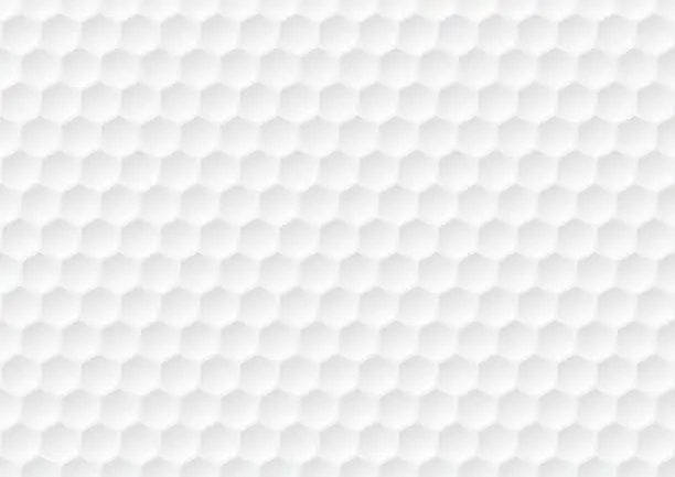 Vector illustration of Hexagon seamless pattern. Golf ball texture. White honeycomb background.