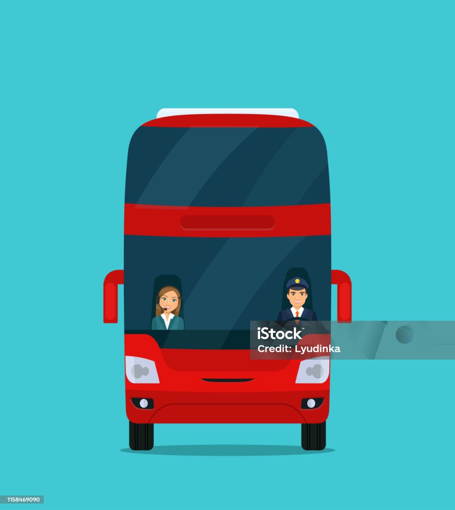 Bus Excursion Visual Doubledecker Excursion Bus Isolated Bus With Front View Vector Flat ...