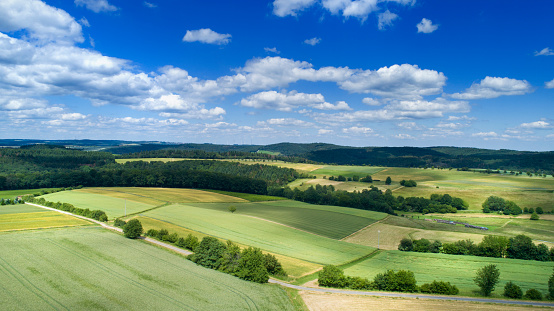 Panoramic aerial view of German landscape