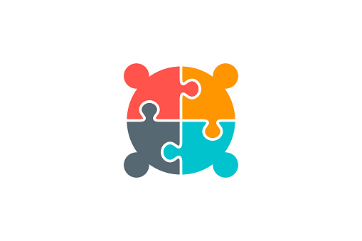Four Creative People Connectivity Logo in jigsaw