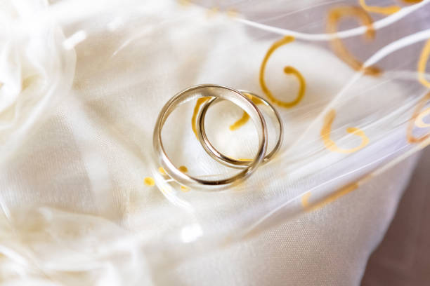 istock gold wedding rings close up, wedding accessories 1158473138
