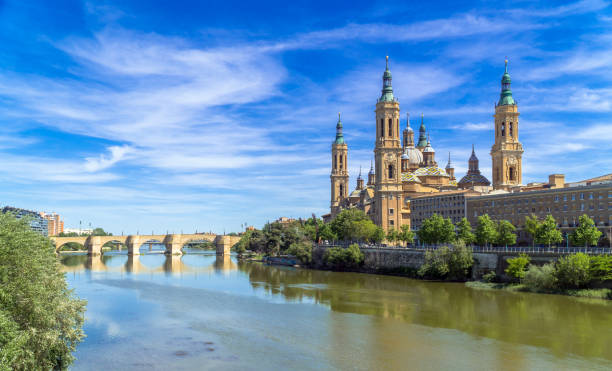 Basilica of Our Lady of the Pillar in Saragossa, Spain stock photo