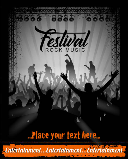 festival sign drawing of vector music festival poster. Created by illustrator cs6. This file of transparent. concert crowd stock illustrations