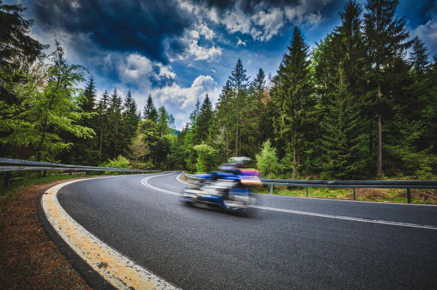 winding road in a green forest in the Karkonosze (Krkonoše) Mountains (Giant Mountains)