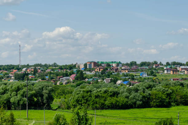 istock view of a small town on a hill 1158474994
