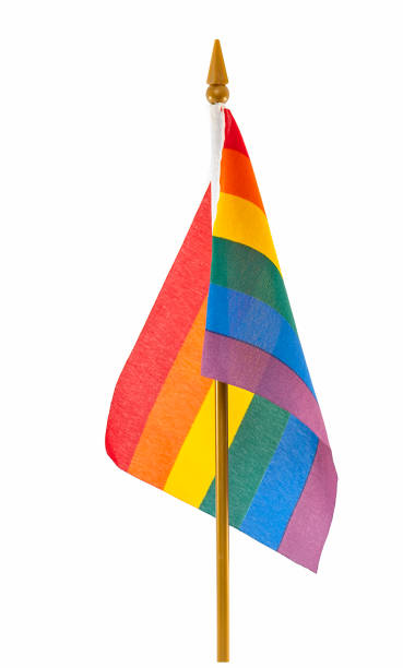 istock Desktop LGBT rainbow Gay Flag isolated on white Background 1158476041