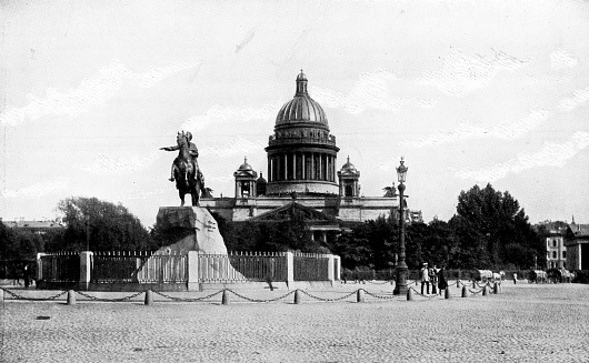 Busy Hyde Park for people to ride, walk. Promenading during the reign of Queen Victoria and Prince Albert