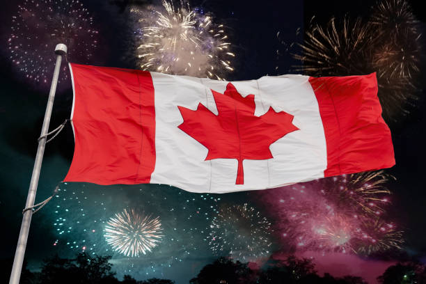istock Canadian Flag outside on pole 1158483591