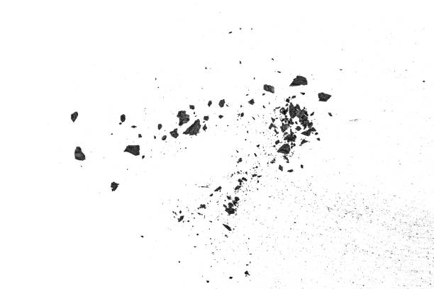 istock Black coal dust with fragments isolated on white background, top view. 1158484973
