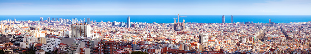 beautiful view of Barcelona in sunny day. Catalonia, Spain