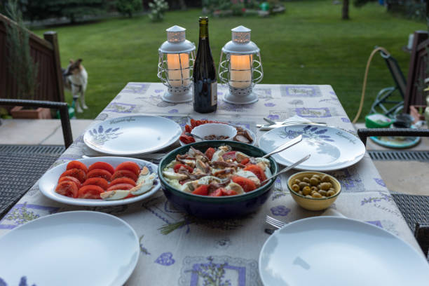 istock Prepared for supper table on the terrace 1158495502