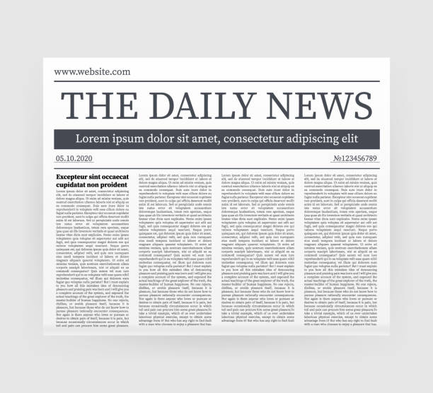 istock Vector mock up of a blank daily newspaper. Fully editable whole newspaper in clipping mask. Vector stock illustration, 1158496577