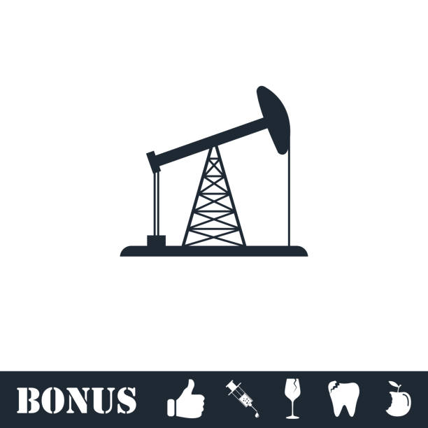 illustrazioni stock, clip art, cartoni animati e icone di tendenza di icona di oil rig piatta - fracking exploration gasoline industry