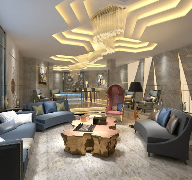istock 3d render of luxury hotel lobby and reception 1158499697