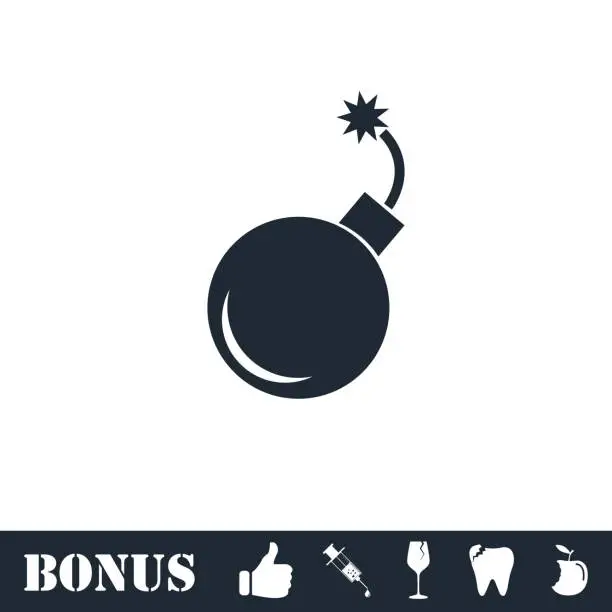 Vector illustration of Bomb icon flat