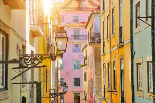 Photo of Typical architecture and colorful buildings of Lisbon historic center