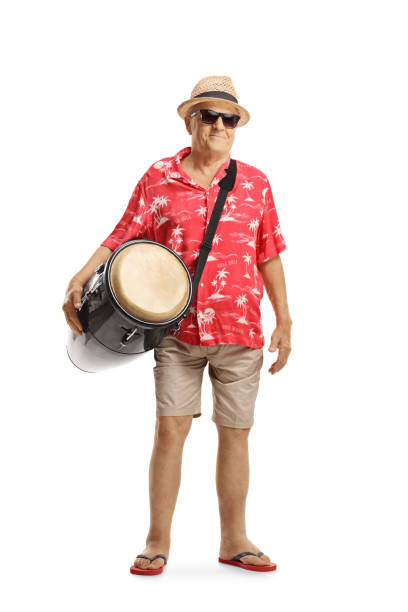 istock Elderly male tourist with a conga drum 1158507791
