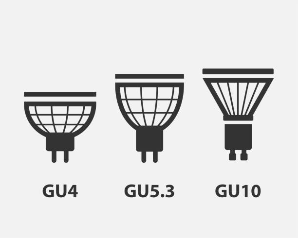 illustrations, cliparts, dessins animés et icônes de vecteur d'icône d'ampoule. concept de logo d'idée de llightbulb. définir les lampes électriques icônes élément de conception web. silhouette isolée de lumières de led. - gu10