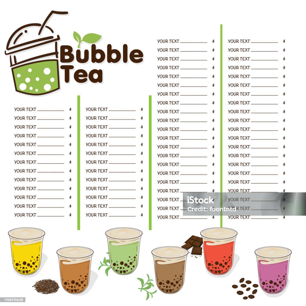 Bo Tea Menu Vetores de Bubble Tea Menu Gráfico Template e mais imagens de Arte ...