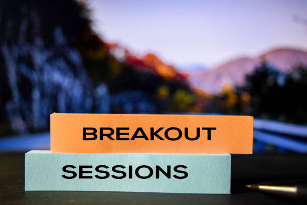 Breakout Sessions on the sticky notes with bokeh background