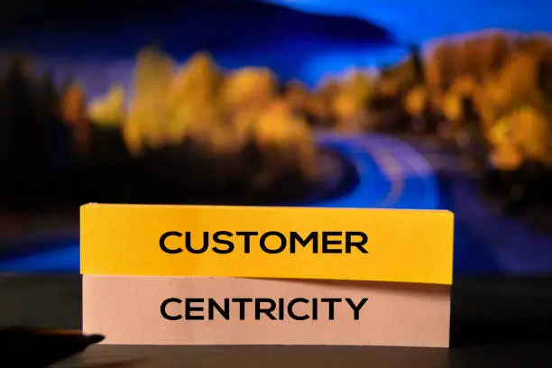 Photo of Customer Centricity on the sticky notes with bokeh background