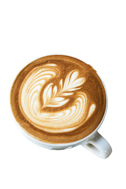 istock Cup of coffee with latte art isolated on background 1158521031