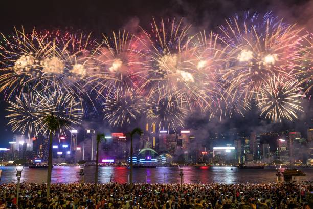 istock Firework at Victoria Harbour Hong Kong 1158527018